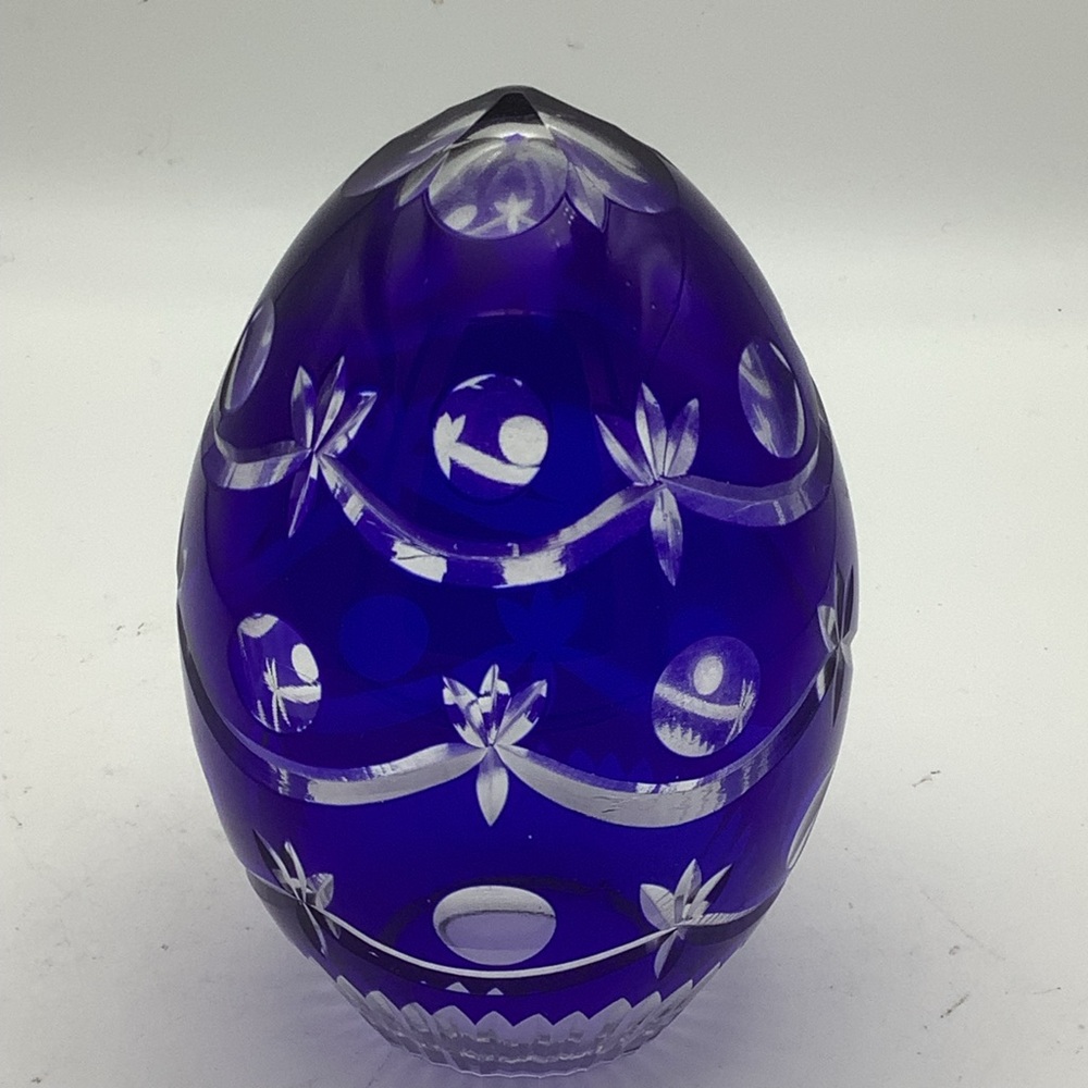 Bohemian Cobalt Blue Crystal Egg
